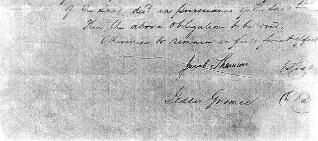 Signatures of Jacob Shannon and Jesse Grimes